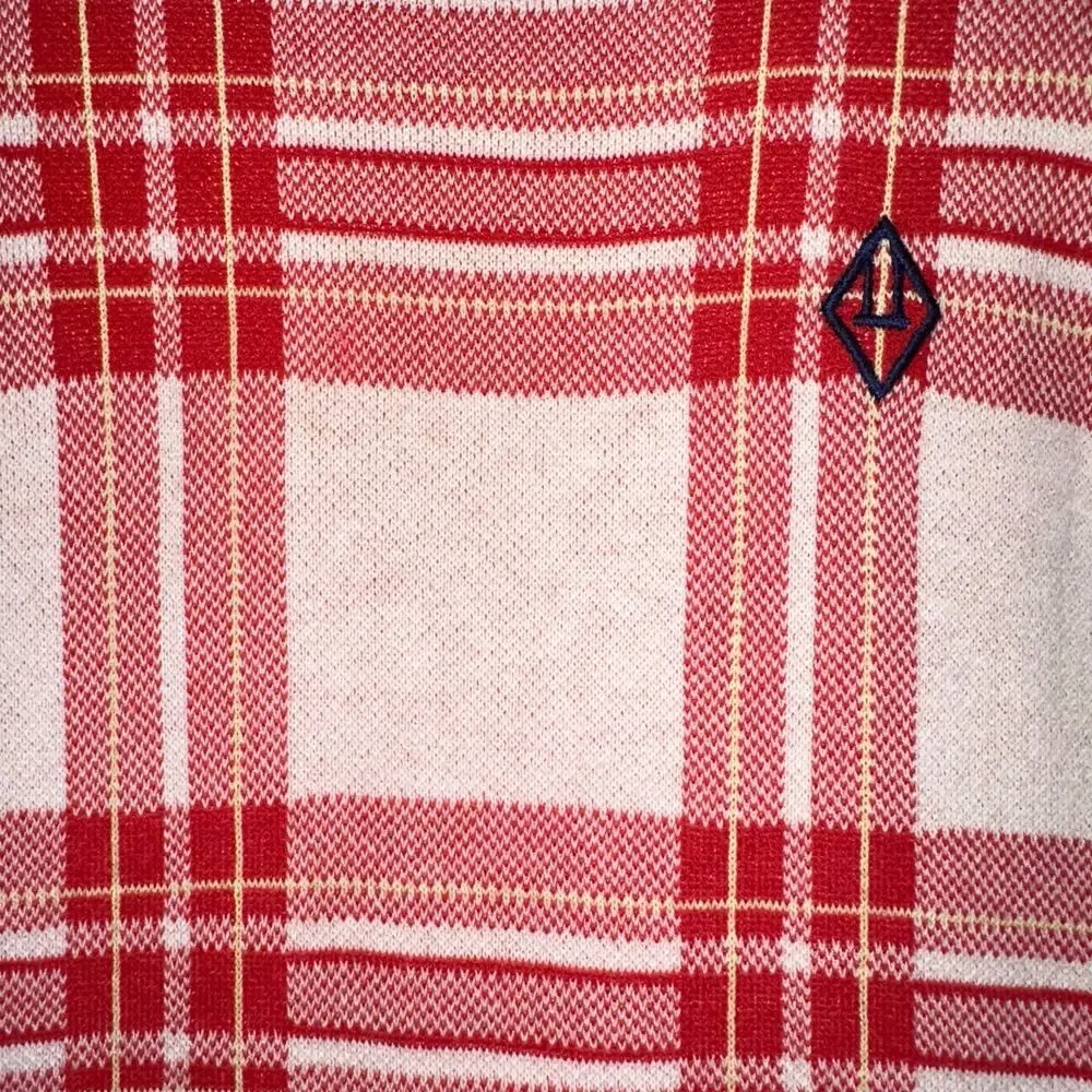 The Animals Observatory Red Plaid Boar Baby Cotton Blend Jumpsuit Size 18M